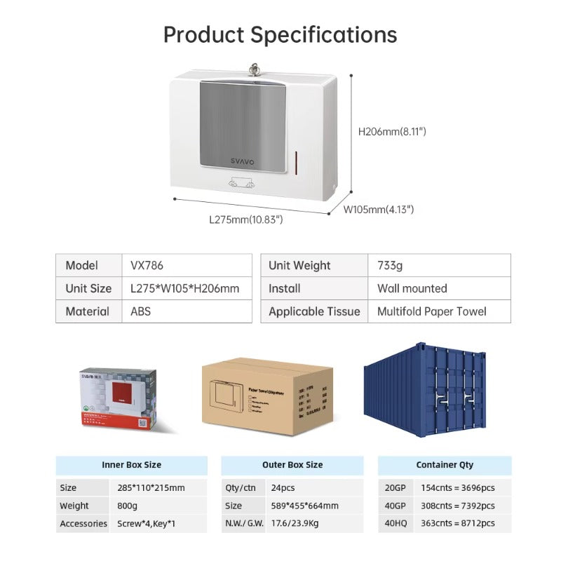 SVAVO VX786 壁掛式紙巾架 - 現代風格 ABS 材質