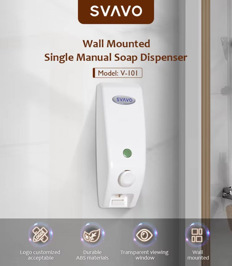 SVAVO V-101 手動液體皂液器 - 400ml 壁掛式 白色 ABS 材質