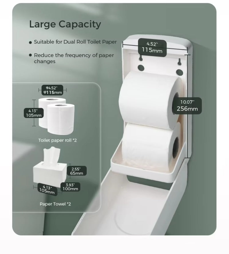 SVAVO V-940C 壁掛式卷紙盒分配器 - ABS 材質 現代款 白 / 白 + 透明棕可選（手紙 / 小卷紙兩用）