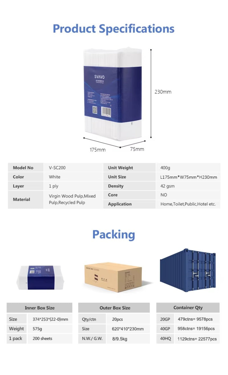 SVAVO V - SC200 一次性環保柔軟吸水手紙