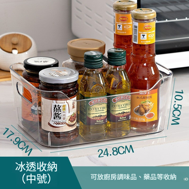 透明塑料桌面收納筐｜多用途整理箱 文具化妝品雜物收納盒 居家辦公桌面整理神器