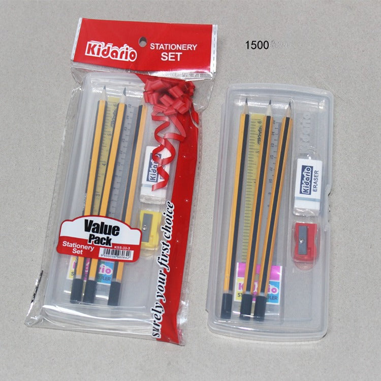 Kidario 7 件文具套裝 | KSS33-3-1500/1600/2000 學生必備 鉛筆削筆機橡皮擦組合