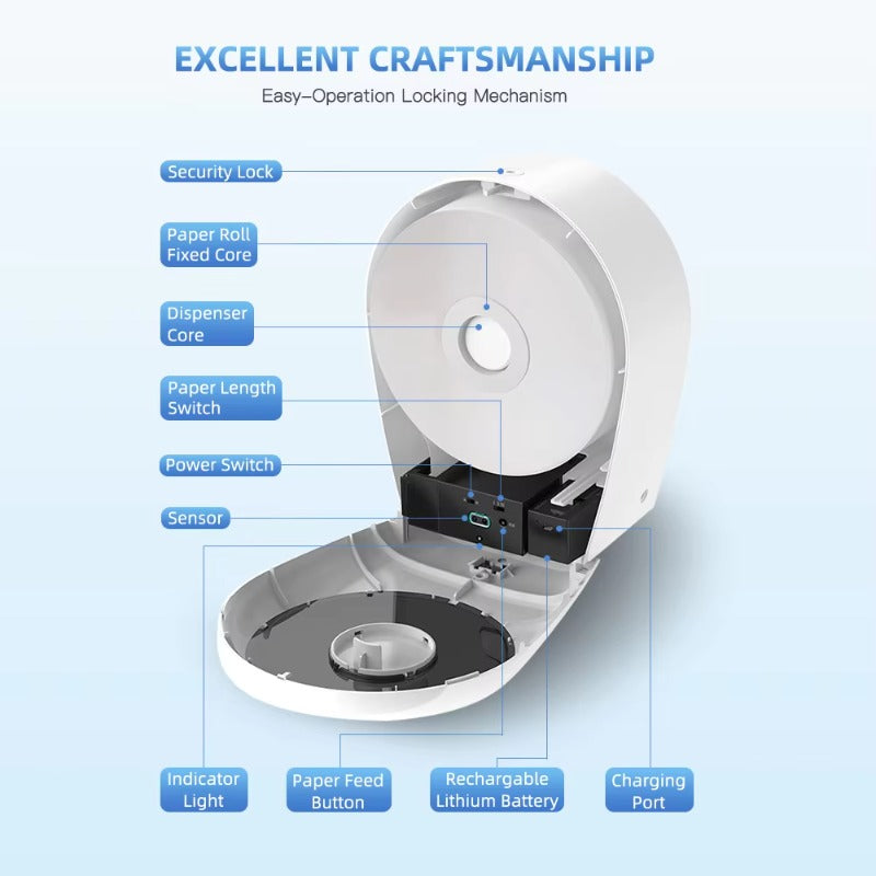 SVAVO PL - 151016 壁掛式感應自動切斷衛生紙分配器 - ABS 材質 現代風 白色