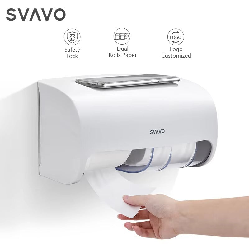 SVAVO PL - 151067 壁掛式雙卷紙巾架 - ABS 塑料 現代簡約風 多色可選