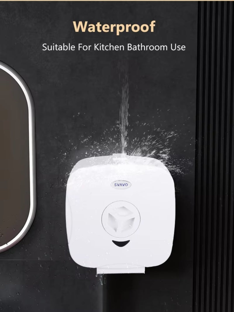 SVAVO V-610-1 商用浴室大卷紙架 - 壁掛式 現代款 白 / 白 + 藍兩色可選