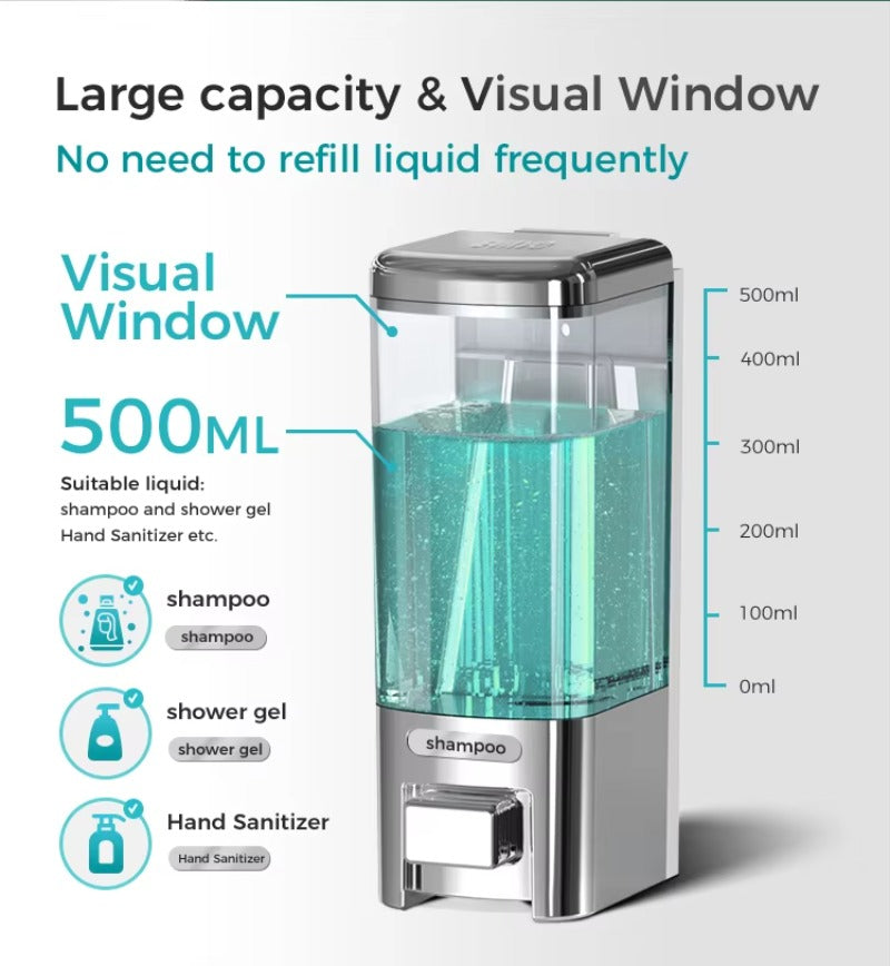SVAVO V-8101 手動皂液器 - 500ml 壁掛式 酒店及家居適用