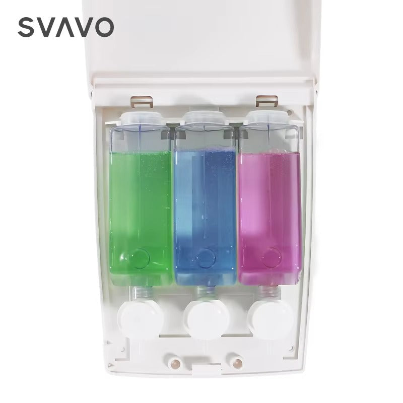 SVAVO V-103 三格觸控式液體皂液器 - 3×400ml 壁掛式 白色 ABS 材質