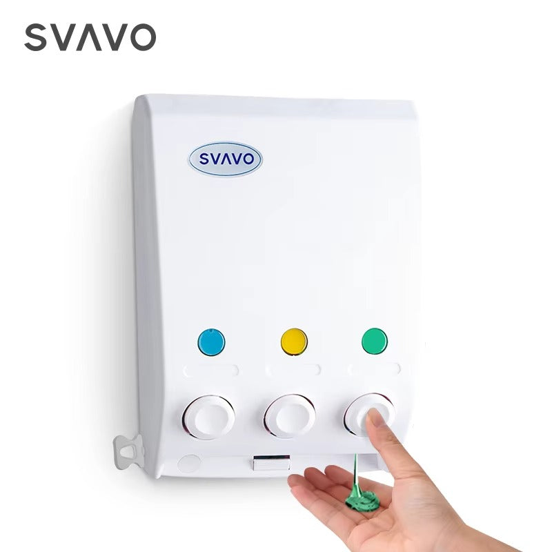 SVAVO V-103 三格觸控式液體皂液器 - 3×400ml 壁掛式 白色 ABS 材質