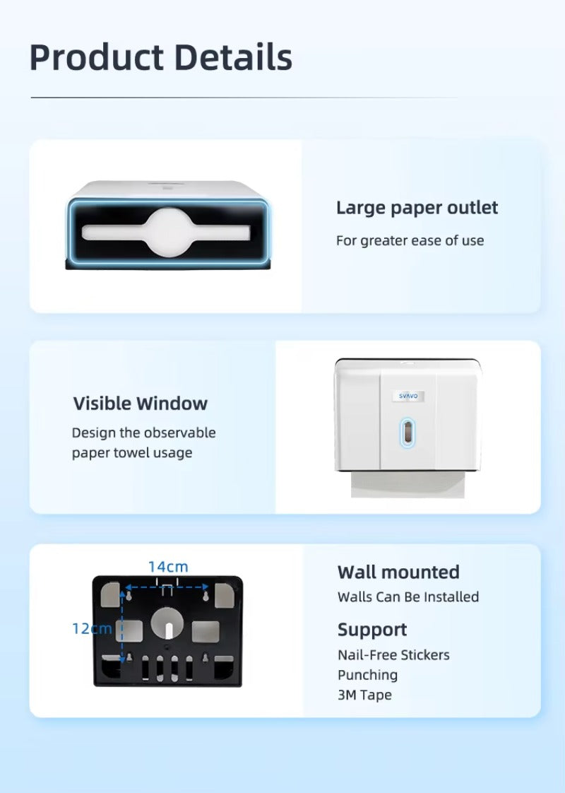 SVAVO V-TH15 壁掛式紙巾架 - 塑料材質 現代風格（16 個 / 箱）