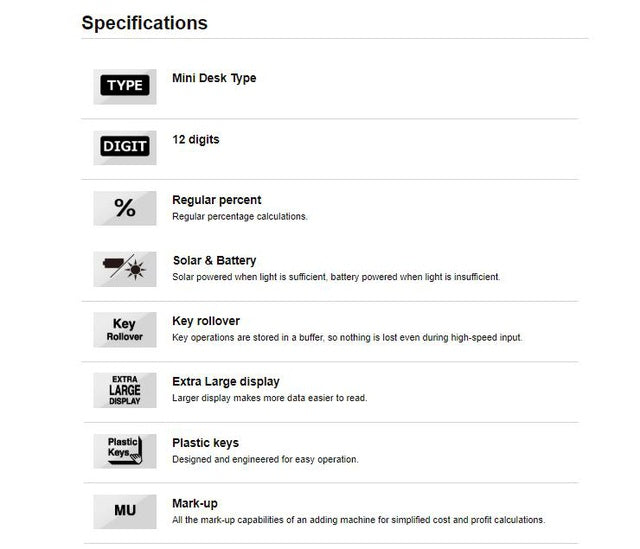 Casio MX-12B 白色 12 位商店計算器