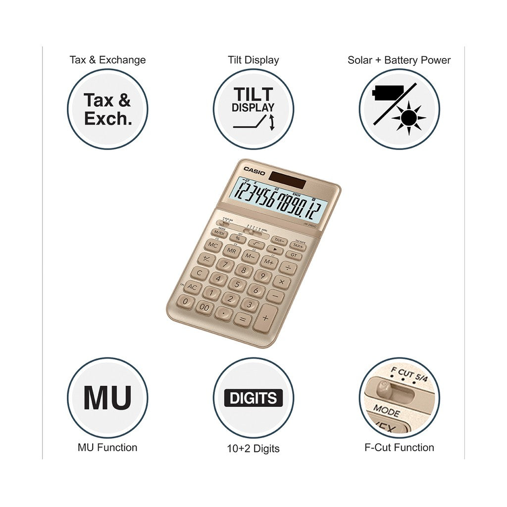 Casio JW-200SC 金金屬時尚系列辦公室計算器 12 位