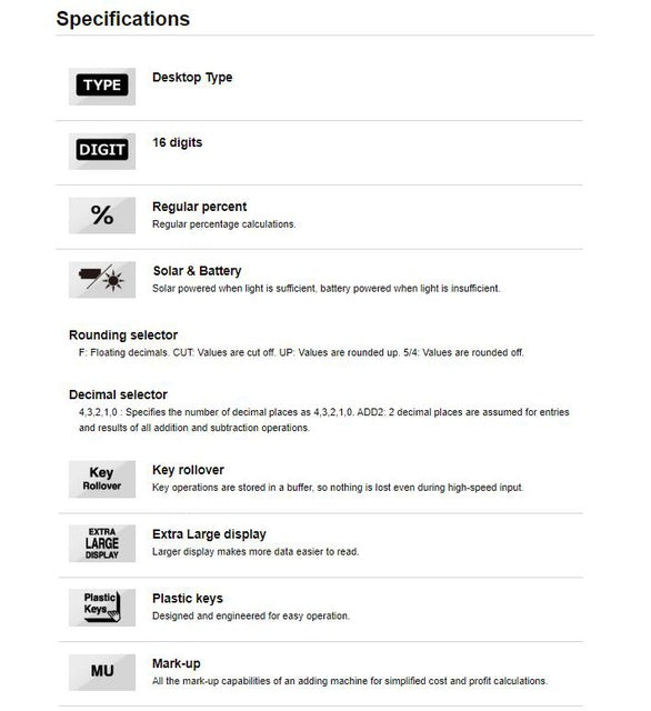 Casio GX-16B 貿易商店計算器 16 位