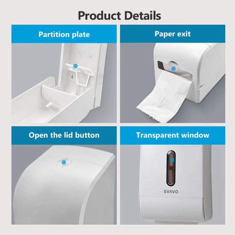 SVAVO PL-151068 壁掛式紙巾架 - ABS 材質 現代奢華風 白 / 白灰 / 黑色可選