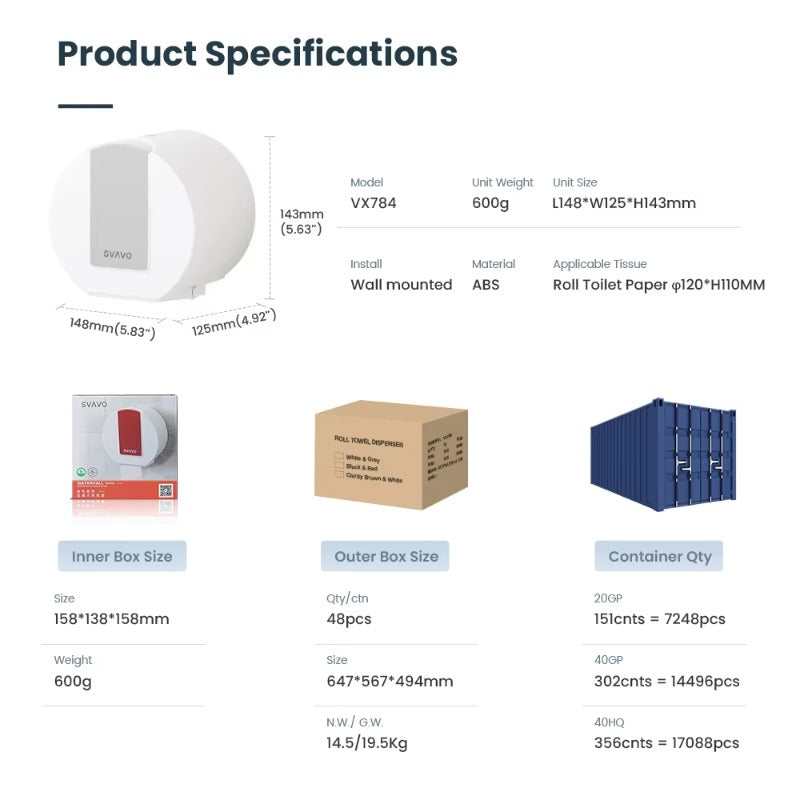 SVAVO VX784 大卷紙巾分配器 - 壁掛式 現代風格 多色可選