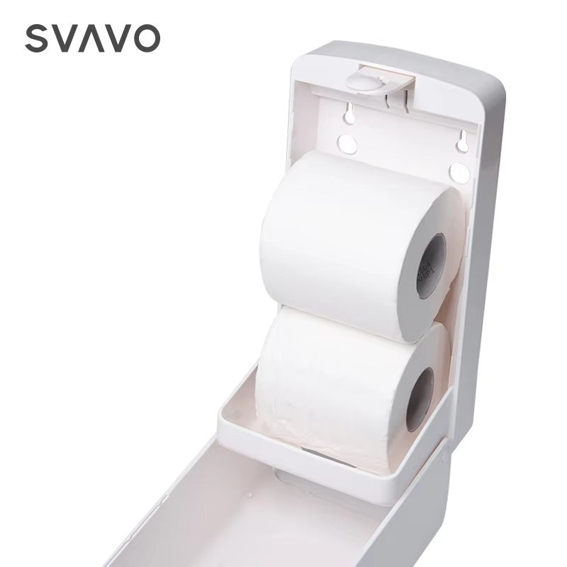 SVAVO V-940C 壁掛式卷紙盒分配器 - ABS 材質 現代款 白 / 白 + 透明棕可選（手紙 / 小卷紙兩用）