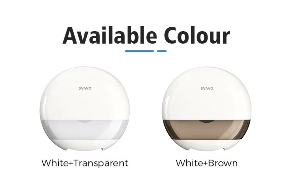 SVAVO ZM-065 壁掛式商用浴室大卷衛生紙架 - ABS 材質 現代簡約款 白 + 透明 / 透明棕可選