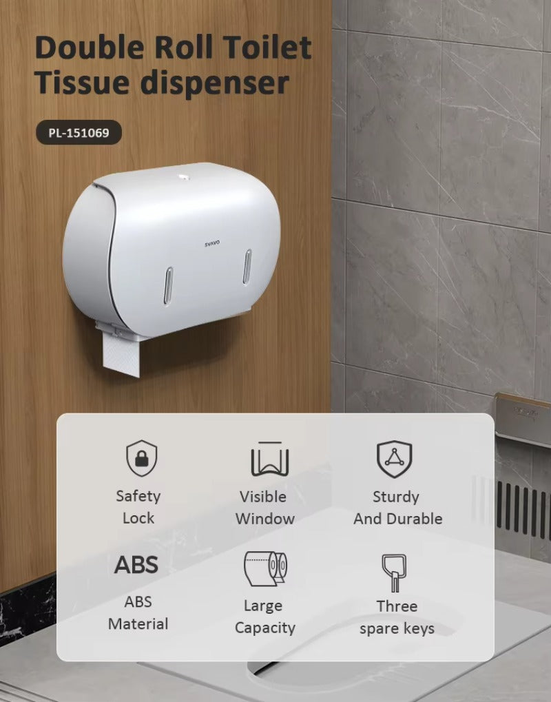 SVAVO PL-151069 壁掛式大卷紙巾分配器 - 雙大卷紙專用 ABS 材質 多色可選