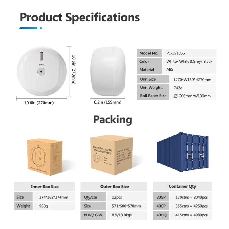 SVAVO PL - 151066 壁掛式廚房壓縮手巾紙分配器 - ABS 塑料 現代簡約風