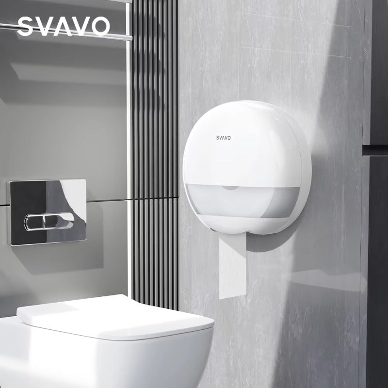SVAVO ZM-065 壁掛式商用浴室大卷衛生紙架 - ABS 材質 現代簡約款 白 + 透明 / 透明棕可選