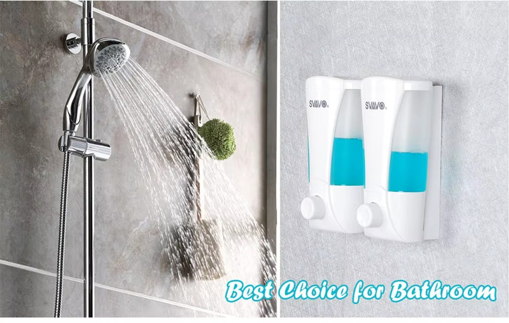 SVAVO V-4701-2 雙格手動皂液器 - 2×200ml 壁掛式 洗髮露 / 皂液通用 白 / 鉻色可選