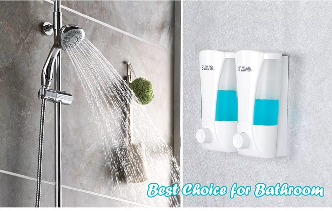 SVAVO V-4701-2 雙格手動皂液器 - 2×200ml 壁掛式 洗髮露 / 皂液通用 白 / 鉻色可選