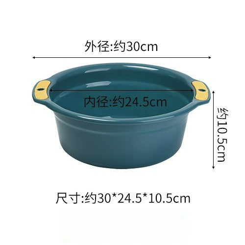 加厚雙耳塑料臉盆｜成人洗衣盆 寶寶洗腳盆 廚房洗菜盆 家用多用途耐摔洗臉盆