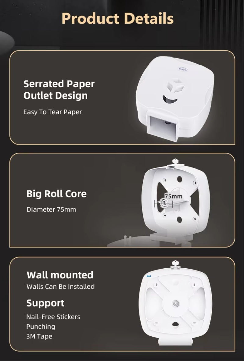 SVAVO V-610-1 商用浴室大卷紙架 - 壁掛式 現代款 白 / 白 + 藍兩色可選