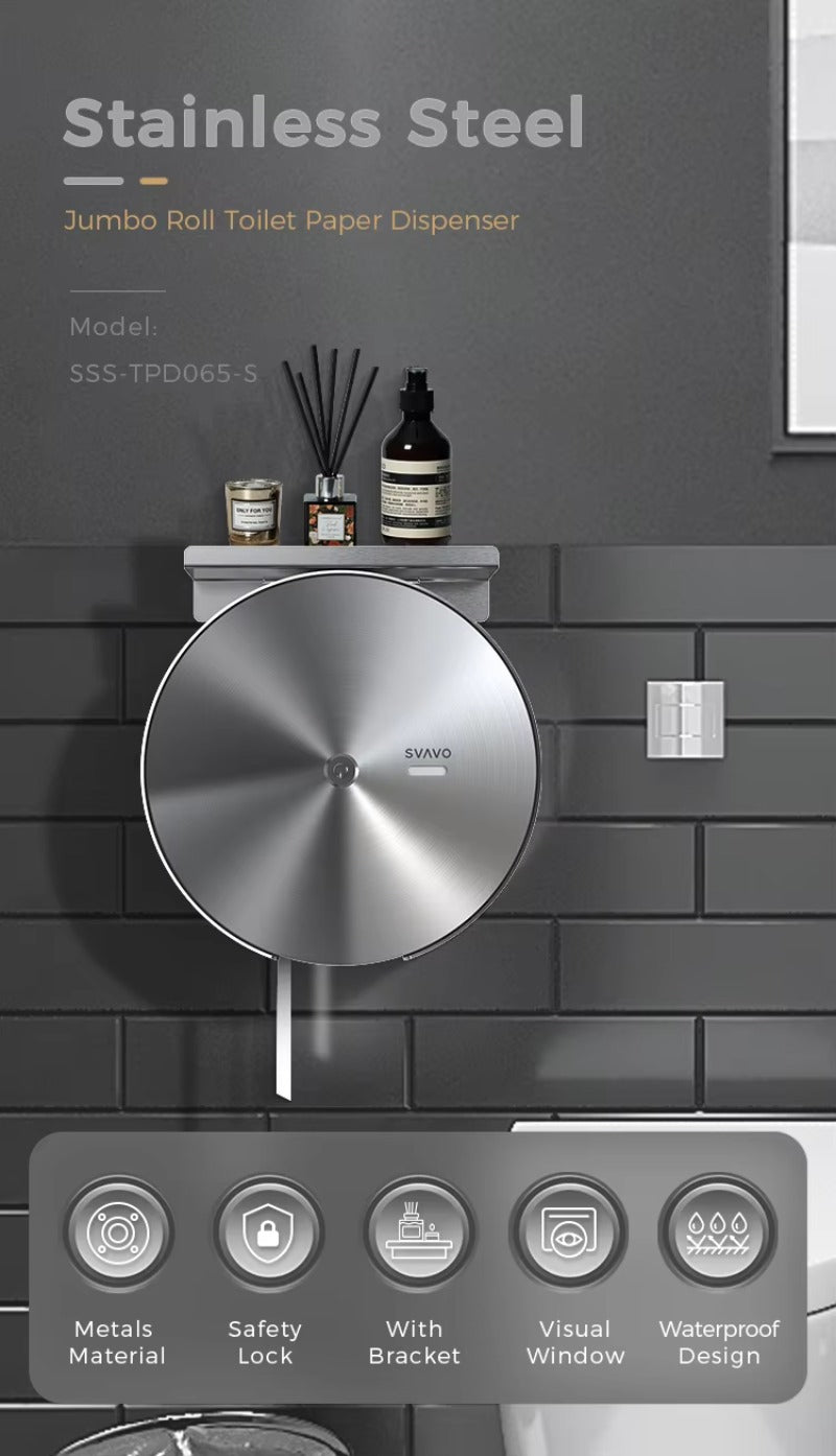 SVAVO SSS-TPD065-S 壁掛式商用不鏽鋼衛生紙分配器 - 現代奢華款