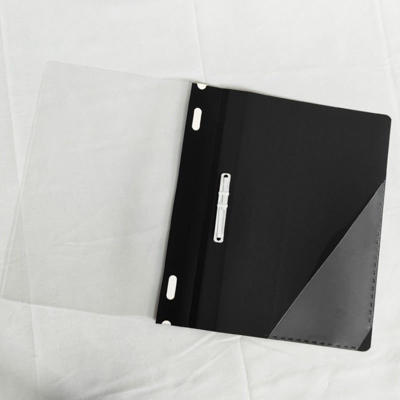 Kidario KMF-320AB 透明面磨砂實色底報告夾 A4 2 孔裝訂