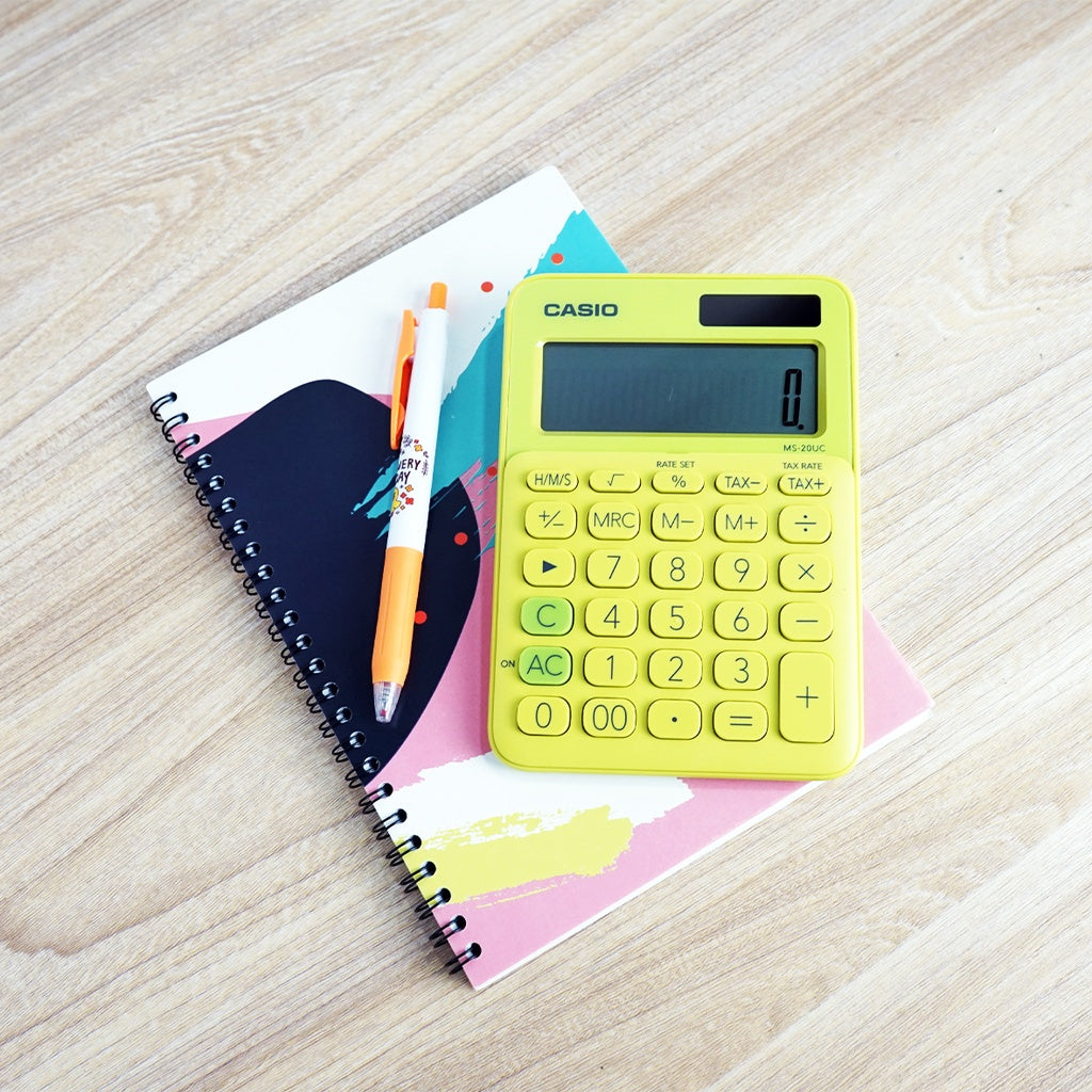 Casio MS-20UC 計算器  綠色黃色 12 位彩色系列辦公計算器