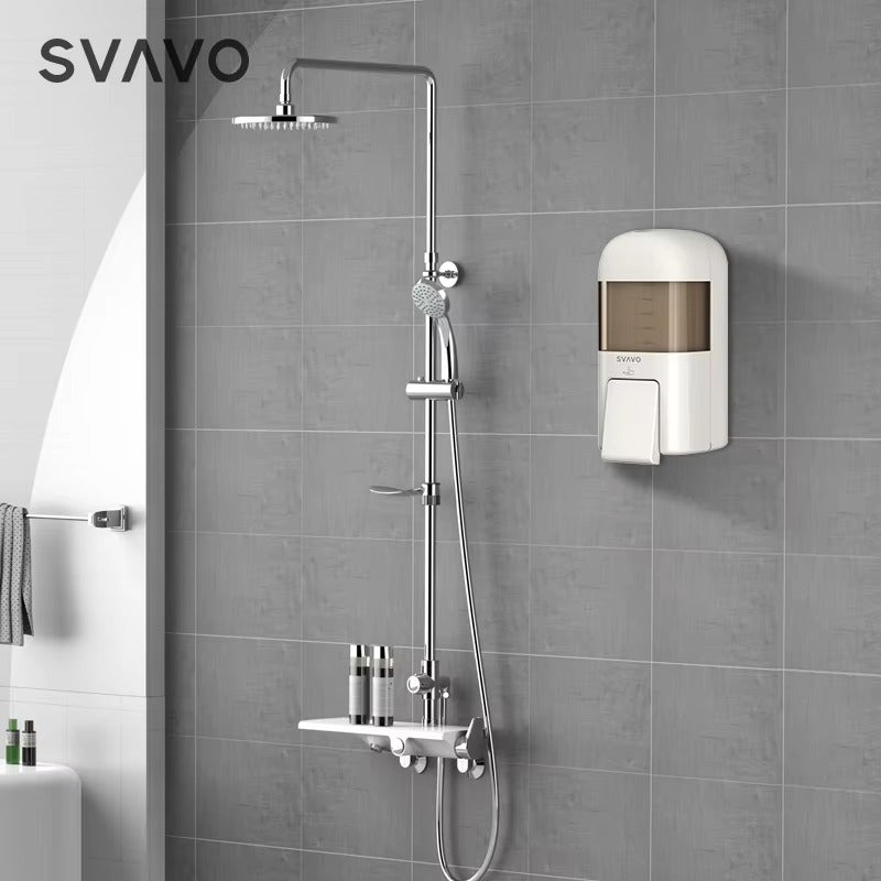 SVAVO ZM-053S 手動液體皂液器 - 700ml 壁掛式 商用現代款 白 / 透明棕兩色可選