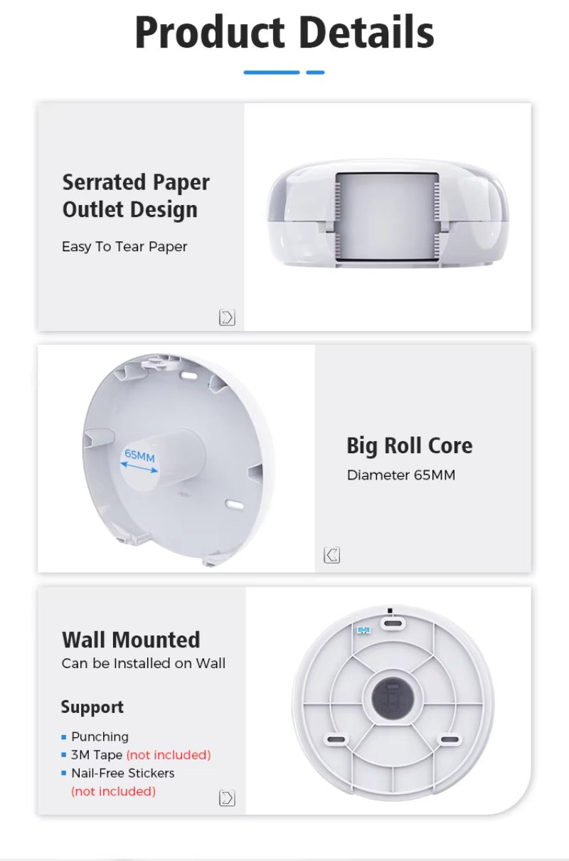 SVAVO ZM-065 壁掛式商用浴室大卷衛生紙架 - ABS 材質 現代簡約款 白 + 透明 / 透明棕可選