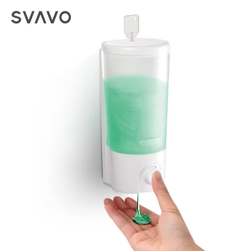 SVAVO V-9101 手動皂液器 - 400ml 壁掛式 底部按壓 白 / 鉻色可選