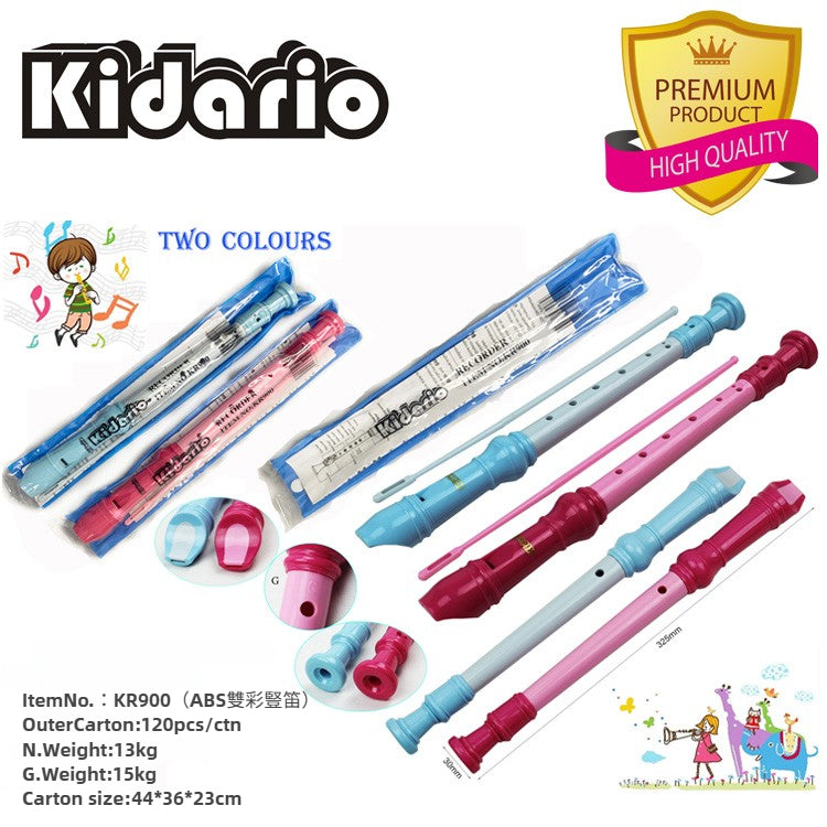 Kidario ABS 雙彩豎笛 | KR900 355mm 藍粉 / 紅雙色 學生樂器