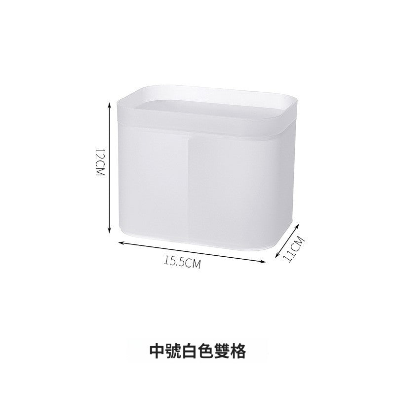 桌面收纳盒化妆品盒子塑料卧室磨砂分格带盖面膜盒子化妆台整理盒