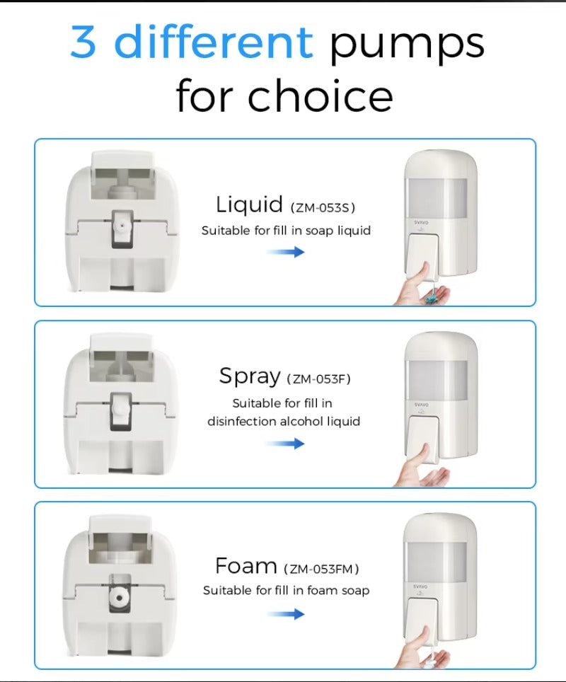 SVAVO ZM-053S 手動液體皂液器 - 700ml 壁掛式 商用現代款 白 / 透明棕兩色可選