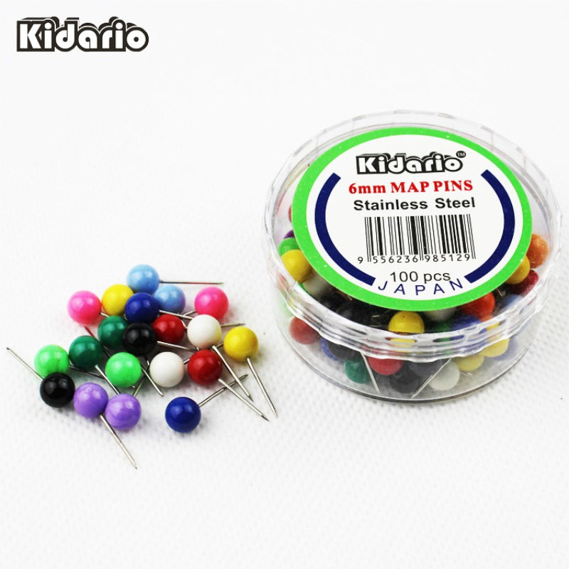 Kidario 多色珠頭針 | 6mm 珠子 12mm 針長 100 個 / 筒 混色 / 單色可選