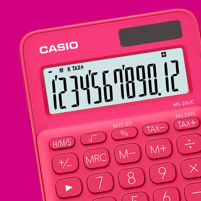 Casio MS-20UC 紅色 Fanta 12 位彩色系列辦公計算器