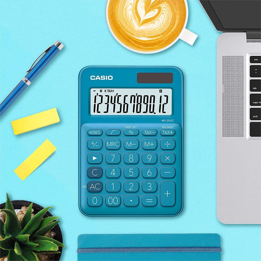 Casio MS-20UC 藍色 12 位彩色系列辦公計算器
