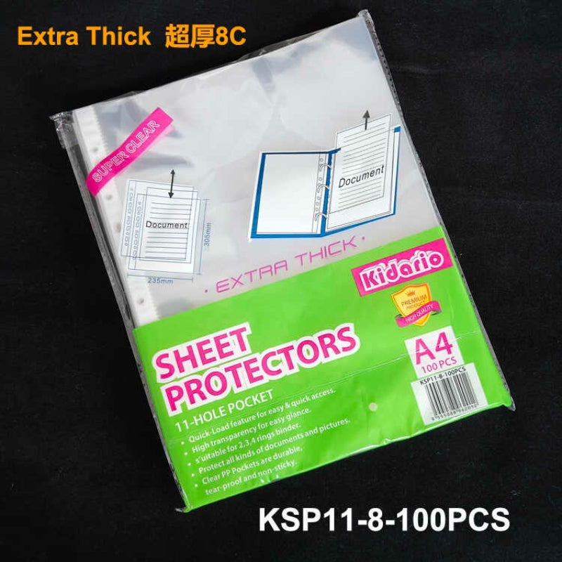 Kidario KSP11 系列 A4 11 孔超透活頁夾內芯（4C/5C/6C/8C 厚度 100 張 / 包）