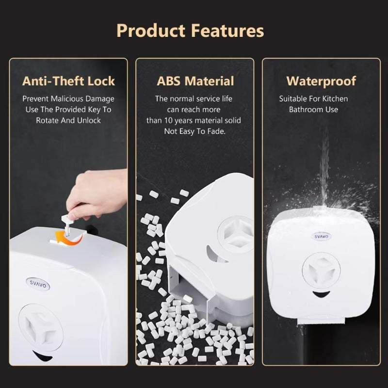 SVAVO V-610-1 商用浴室大卷紙架 - 壁掛式 現代款 白 / 白 + 藍兩色可選