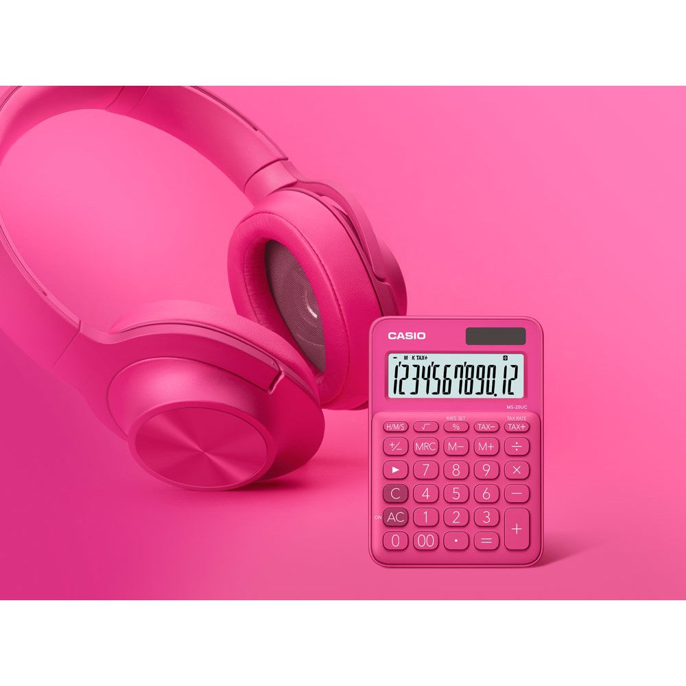 Casio MS-20UC 紅色 Fanta 12 位彩色系列辦公計算器