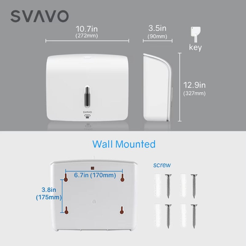 SVAVO PL-151060 壁掛式商用紙巾架 - Z 型摺紙專用 ABS 材質 白 / 白灰 / 黑色可選