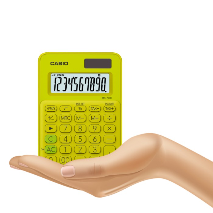 Casio MS-7UC 綠色黃色 10 位彩色系列辦公計算器