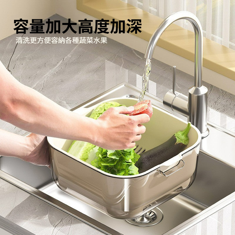 雙層瀝水籃｜廚房大容洗菜洗水果瀝水籃 高顏值瀝水盤 屋企廚房必備