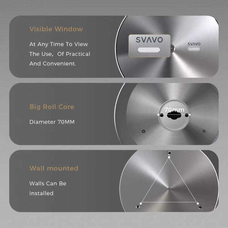 SVAVO SSS-TPD065-S 壁掛式商用不鏽鋼衛生紙分配器 - 現代奢華款