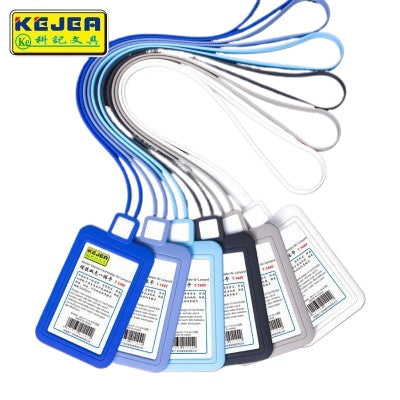 KEJEA T-144 矽膠證件套連掛繩 單透視窗橫豎款 員工胸牌身份證交通卡套