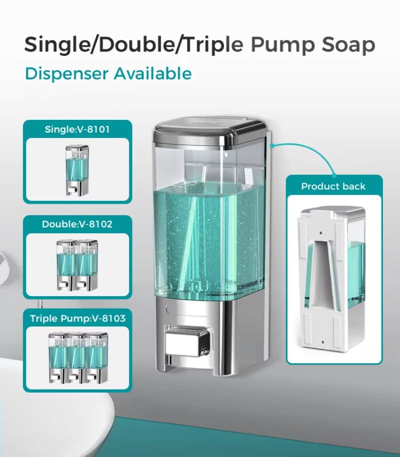 SVAVO V-8101 手動皂液器 - 500ml 壁掛式 酒店及家居適用