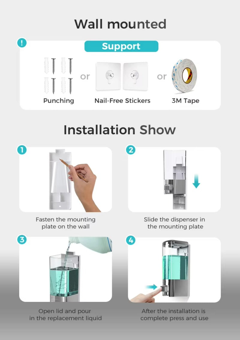 SVAVO V-8101 手動皂液器 - 500ml 壁掛式 酒店及家居適用