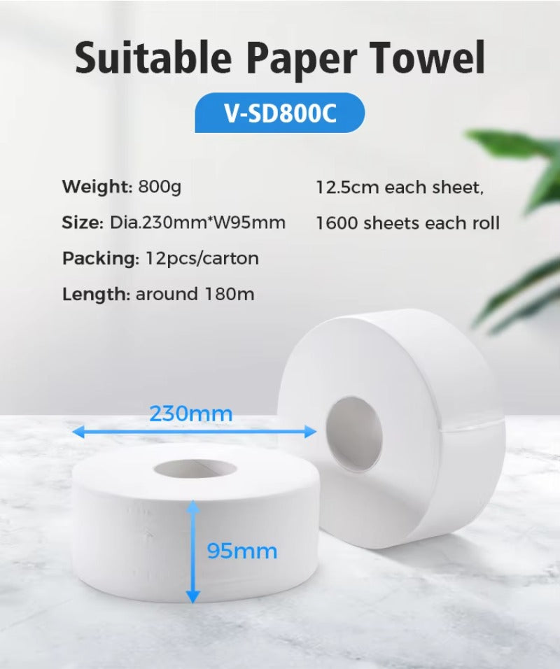 SVAVO ZM-065 壁掛式商用浴室大卷衛生紙架 - ABS 材質 現代簡約款 白 + 透明 / 透明棕可選